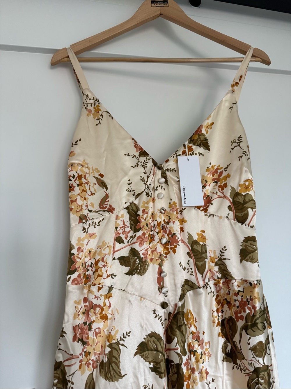 Reformation Esa Silk Champagne Floral Slip Maxi Dress - Picture 3 of 5